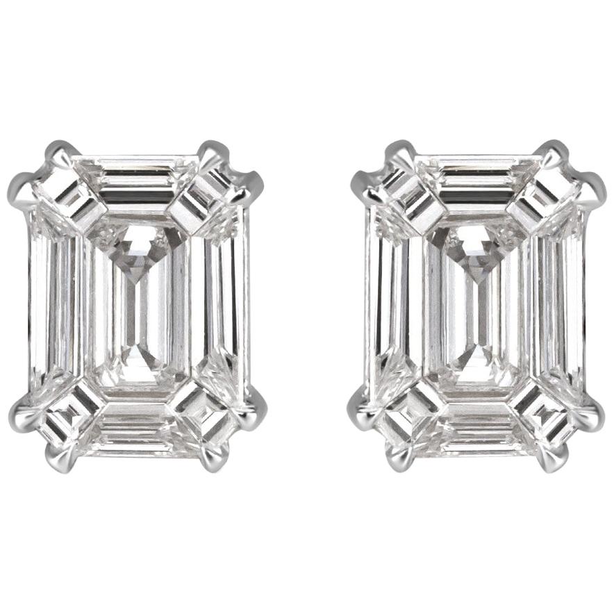Mark Broumand 0.48 Carat Emerald Cut Diamond Stud Earrings