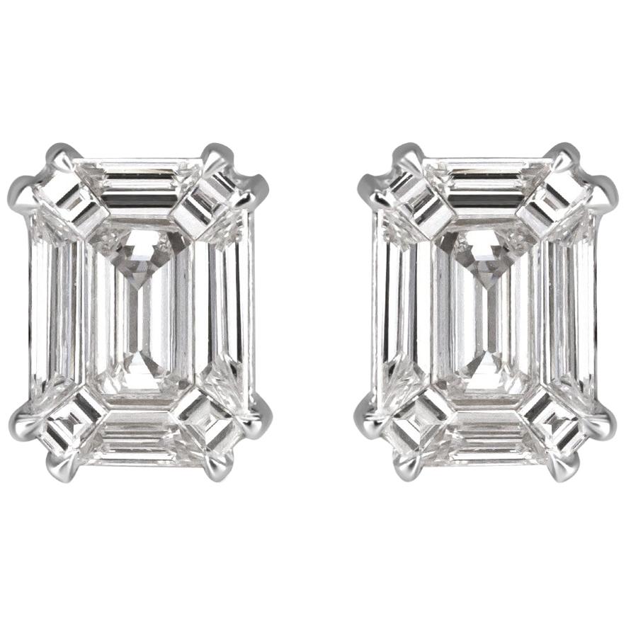 Mark Broumand 0.48 Carat Emerald Cut Diamond Stud Earrings For Sale