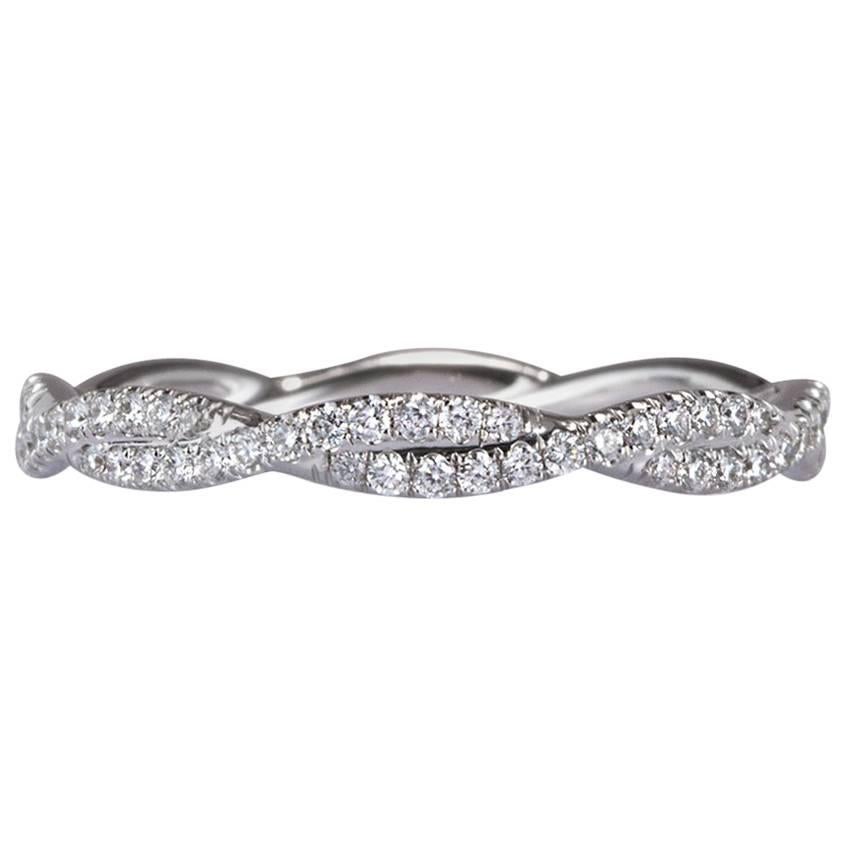 Broumand 0,35 Karat Runder Brillantschliff Diamant Twist Ewigkeitsring im Angebot