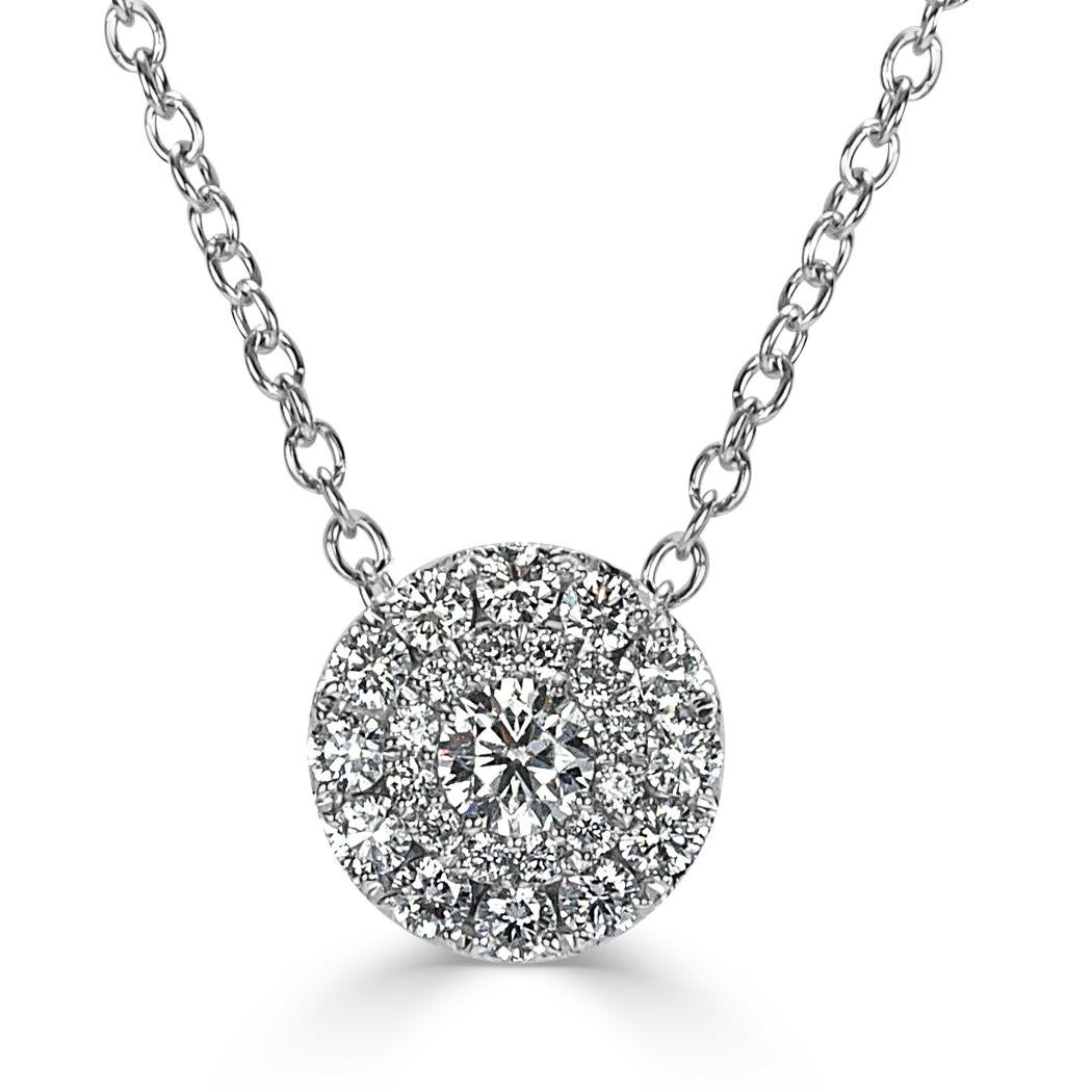 Taille ronde Mark Broumand Pendentif en or blanc 14 carats avec diamants ronds brillants de 0,50 carat en vente