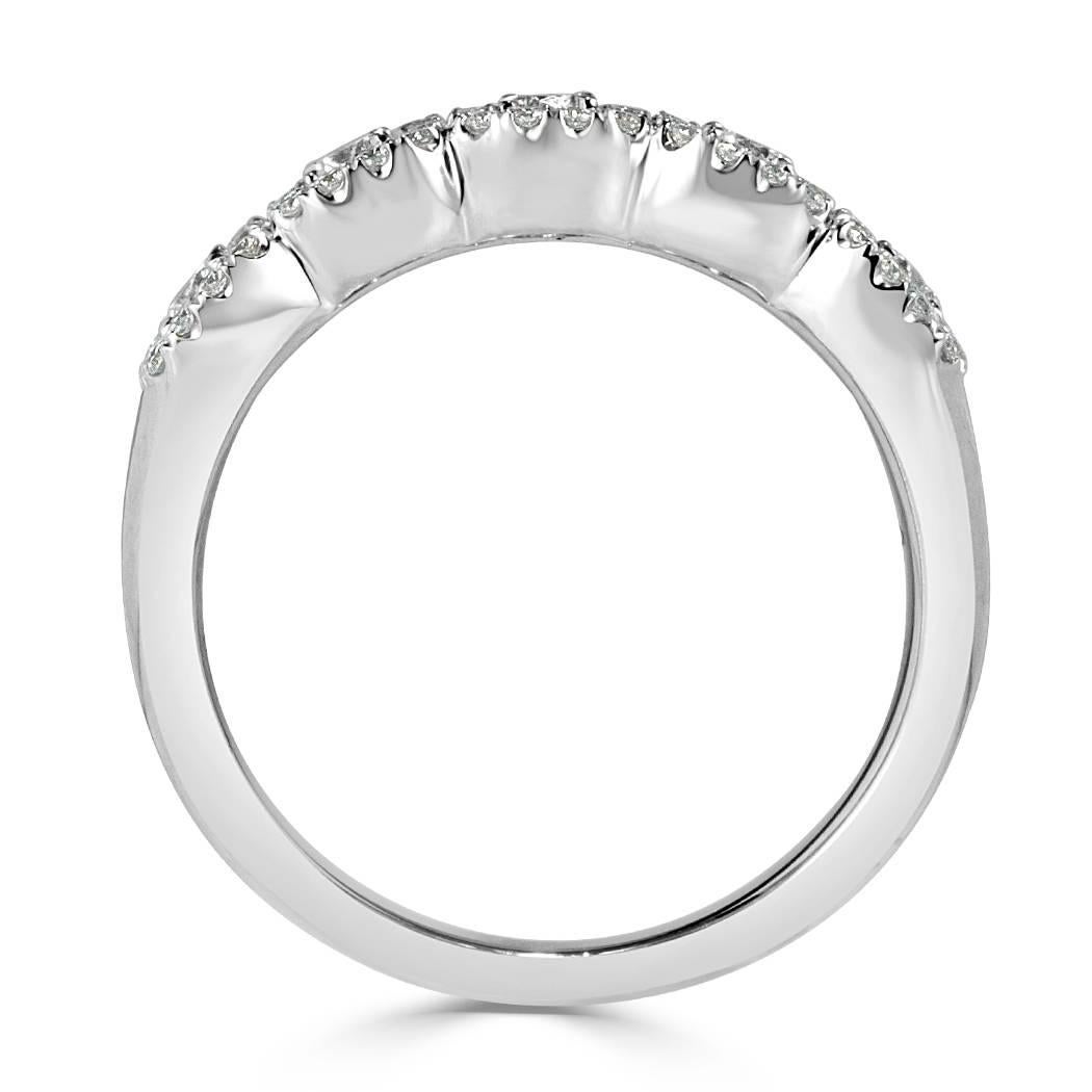 Modern Mark Broumand 0.50 Carat Round Brilliant Cut Diamond Ring in 14 Karat White Gold For Sale