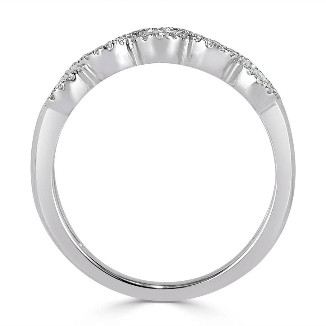 Modern Mark Broumand 0.55 Carat Round Brilliant Cut Diamond Ring in 14 Karat White Gold For Sale