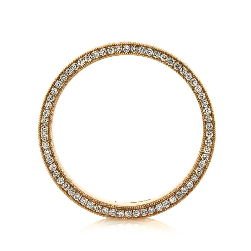 Modern Mark Broumand 0.60 Carat Round Brilliant Cut Diamond Men's Engraved Wedding Band
