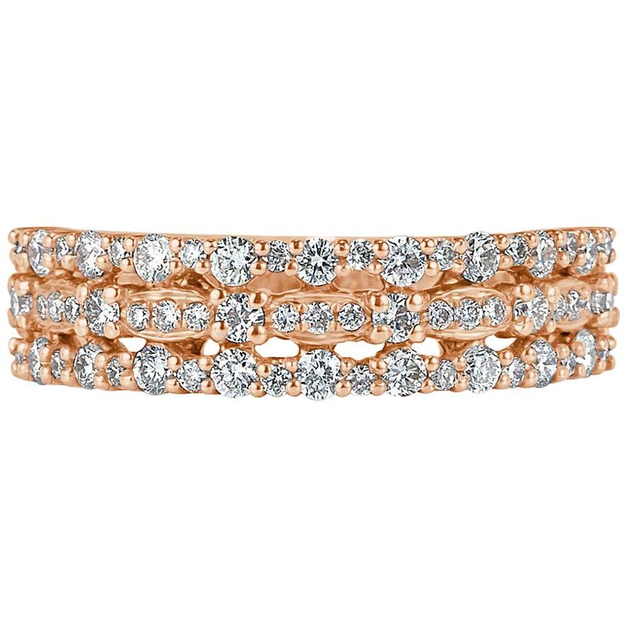 Mark Broumand - Anello con diamante rotondo taglio brillante da 0,65 carati in oro rosa 14 carati
