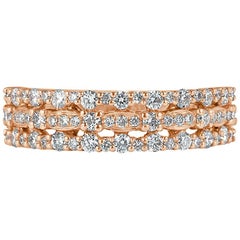 Mark Broumand - Anello con diamante rotondo taglio brillante da 0,65 carati in oro rosa 14 carati