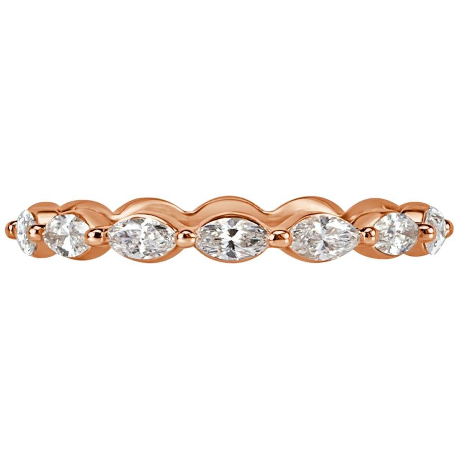 Mark Broumand 0.65ct Marquise Cut Diamond Wedding Band in 18k Rose Gold