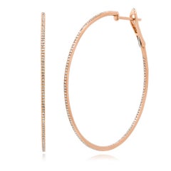 Pendientes de aro de diamantes Mark Broumand de 0,66 quilates en oro rosa de 14 quilates