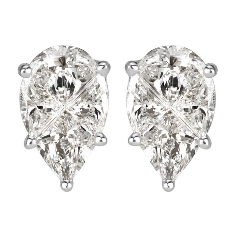 Mark Broumand 0.72 Carat Pear Shaped Diamond Stud Earrings