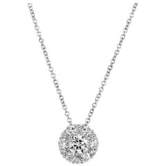 Mark Broumand 0.75 Carat Round Brilliant Cut Diamond Floral Pendant