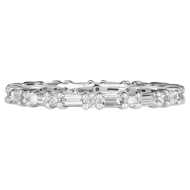 Mark Broumand 0.77ct Baguette Cut and Round Brilliant Cut Diamond Eternity Band For Sale