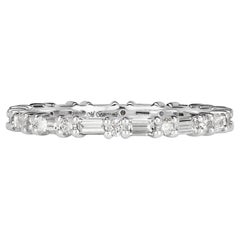 Mark Broumand 0.77ct Baguette Cut and Round Brilliant Cut Diamond Eternity Band