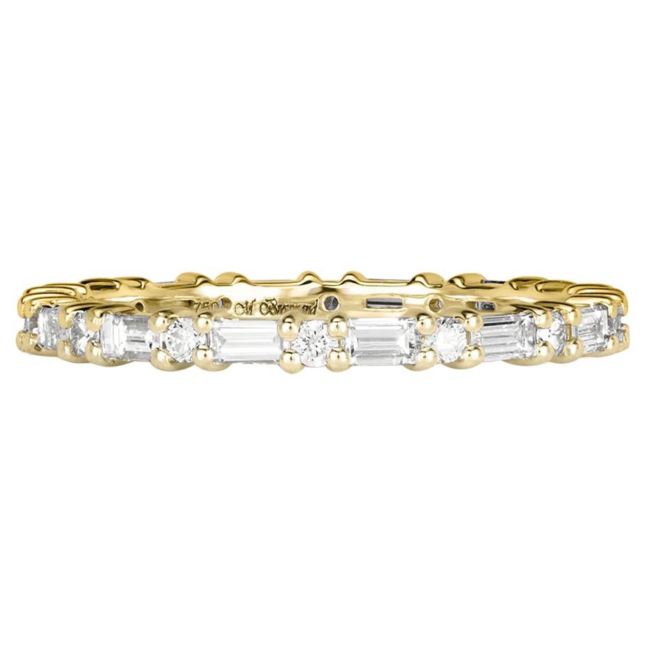 Mark Broumand 0.77ct Baguette Cut and Round Brilliant Cut Diamond Eternity Band For Sale