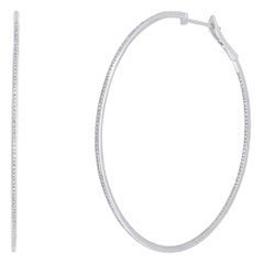 Mark Broumand 0.80 Carat Diamond Hoop Earrings in 14 Karat White Gold