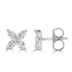 Mark Broumand 0.82 Carat Diamond Floral Stud Earrings