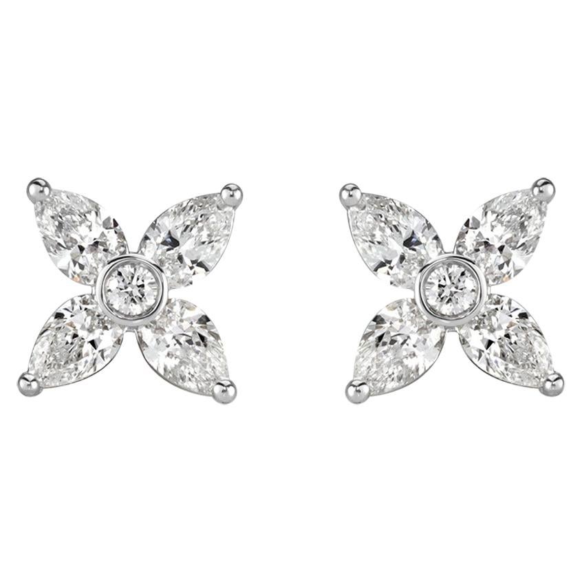 Mark Broumand 0.82 Carat Diamond Floral Stud Earrings