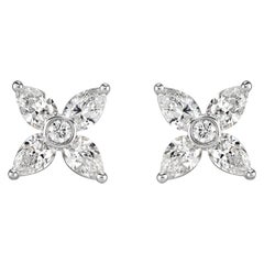 Mark Broumand 0.82 Carat Diamond Floral Stud Earrings