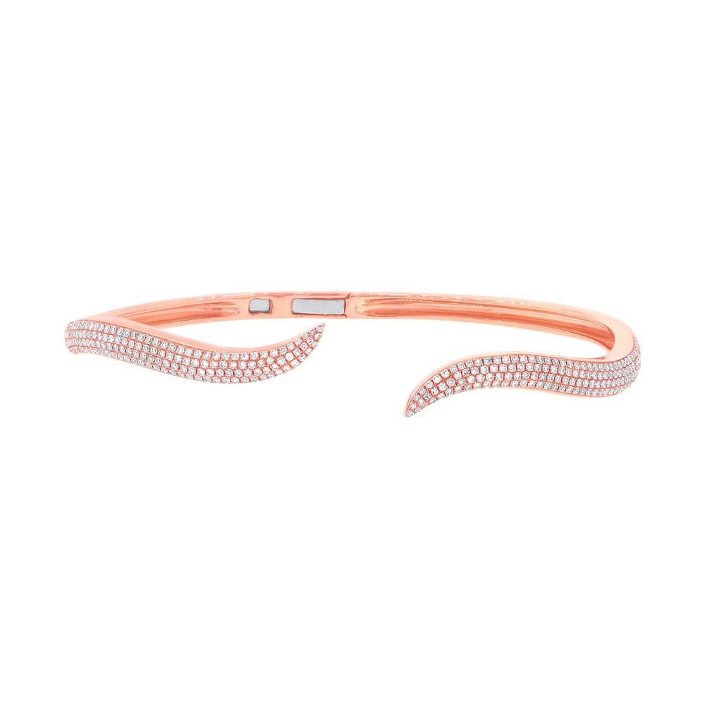Women's or Men's Mark Broumand 0.84 Carat Round Brilliant Cut Diamond Wave Bangle For Sale