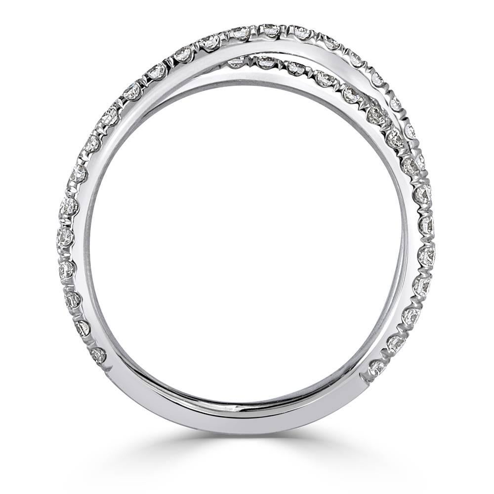 Modern Mark Broumand 0.85 Carat Round Brilliant Cut Diamond Crisscross Ring For Sale