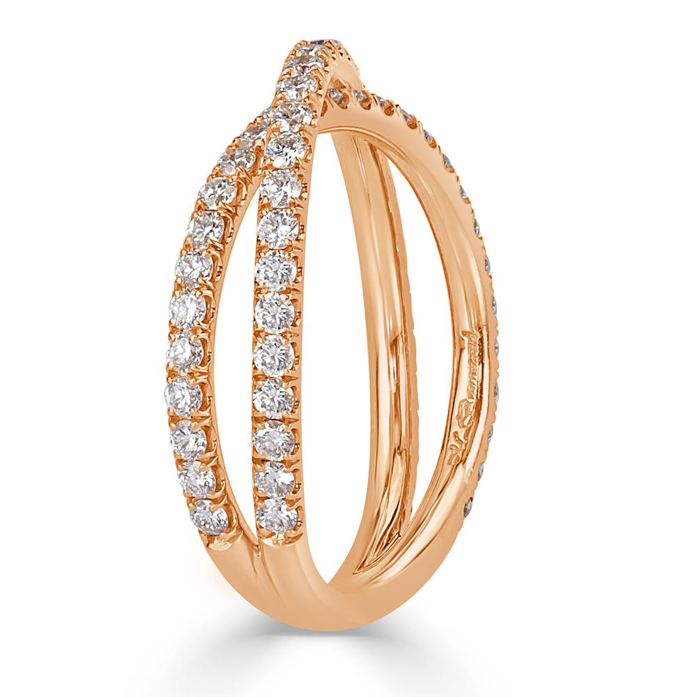 Women's or Men's Mark Broumand 0.85 Carat Round Brilliant Cut Diamond Crisscross Ring For Sale