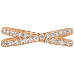 Mark Broumand 0.85 Carat Round Brilliant Cut Diamond Crisscross Ring