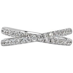 Mark Broumand 0.85 Carat Round Brilliant Cut Diamond Crisscross Ring in Platinum