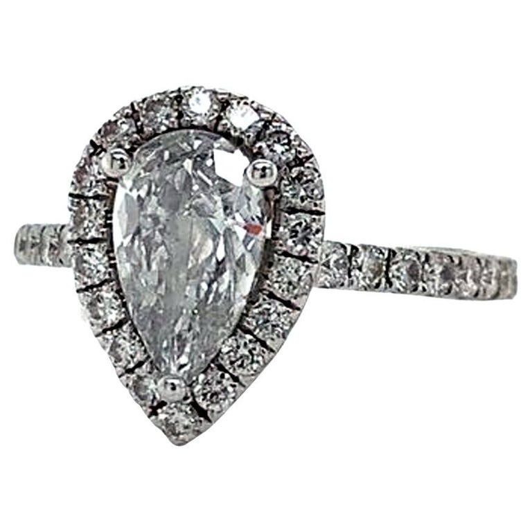 Mark Broumand 0.91 Carat Pear Shaped Diamond Round Brilliant Cut Engagement Ring For Sale