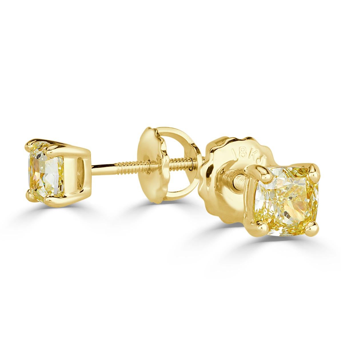 fancy yellow diamond stud earrings