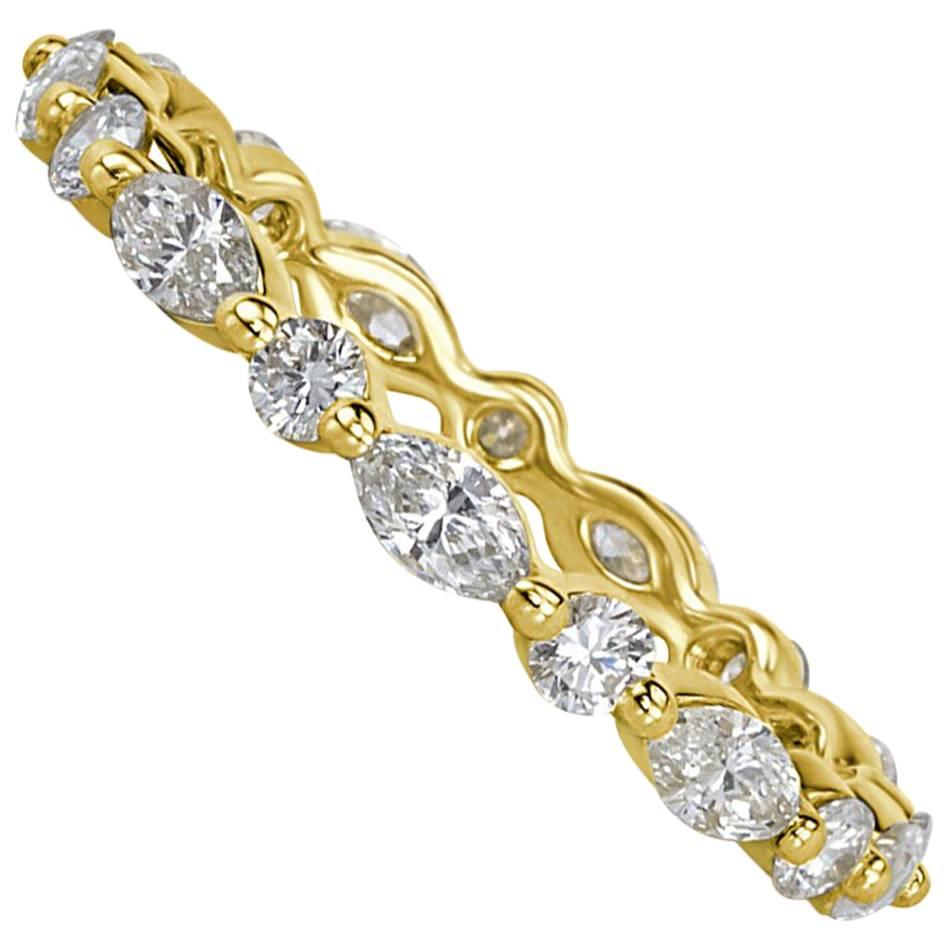 Mark Broumand 1.00 Carat Marquise and Round Brilliant Cut Diamond Eternity Band