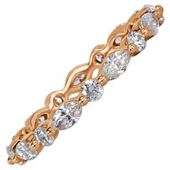 Mark Broumand 1.00 Carat Marquise and Round Brilliant Cut Diamond Eternity Band