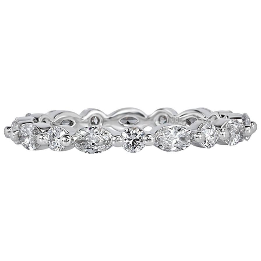 Mark Broumand 1.00 Carat Marquise and Round Brilliant Cut Diamond Eternity Band For Sale