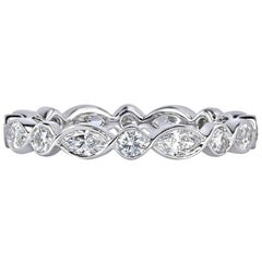 Mark Broumand 1.00 Carat Marquise and Round Brilliant Cut Diamond Eternity Band