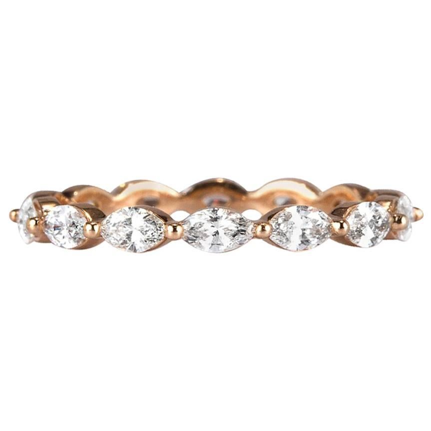 Mark Broumand Memoryring aus 18 Karat Gold mit 1,00 Karat Diamant im Marquise-Schliff