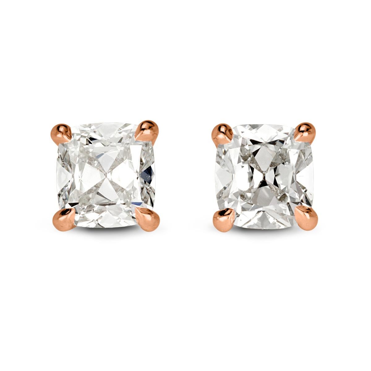 Mark Broumand 1.00 Carat Old Mine Cut Diamond Stud Earrings In New Condition For Sale In Los Angeles, CA