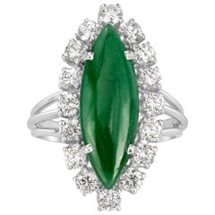 Mark Broumand 1.00 Carat Round Brilliant Cut Diamond and Jade Estate Ring