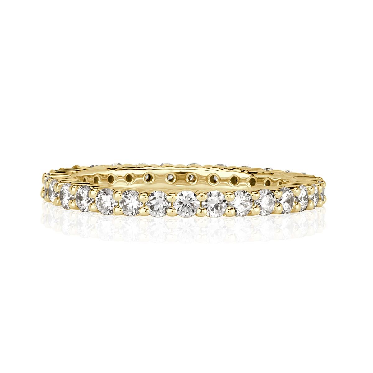 Women's or Men's Mark Broumand 1.00 Carat Round Brilliant Cut Diamond Eternity Band in 18k Yellow For Sale