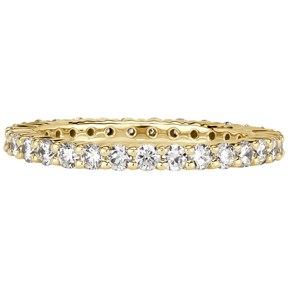 Mark Broumand 1.00 Carat Round Brilliant Cut Diamond Eternity Band in 18k Yellow For Sale