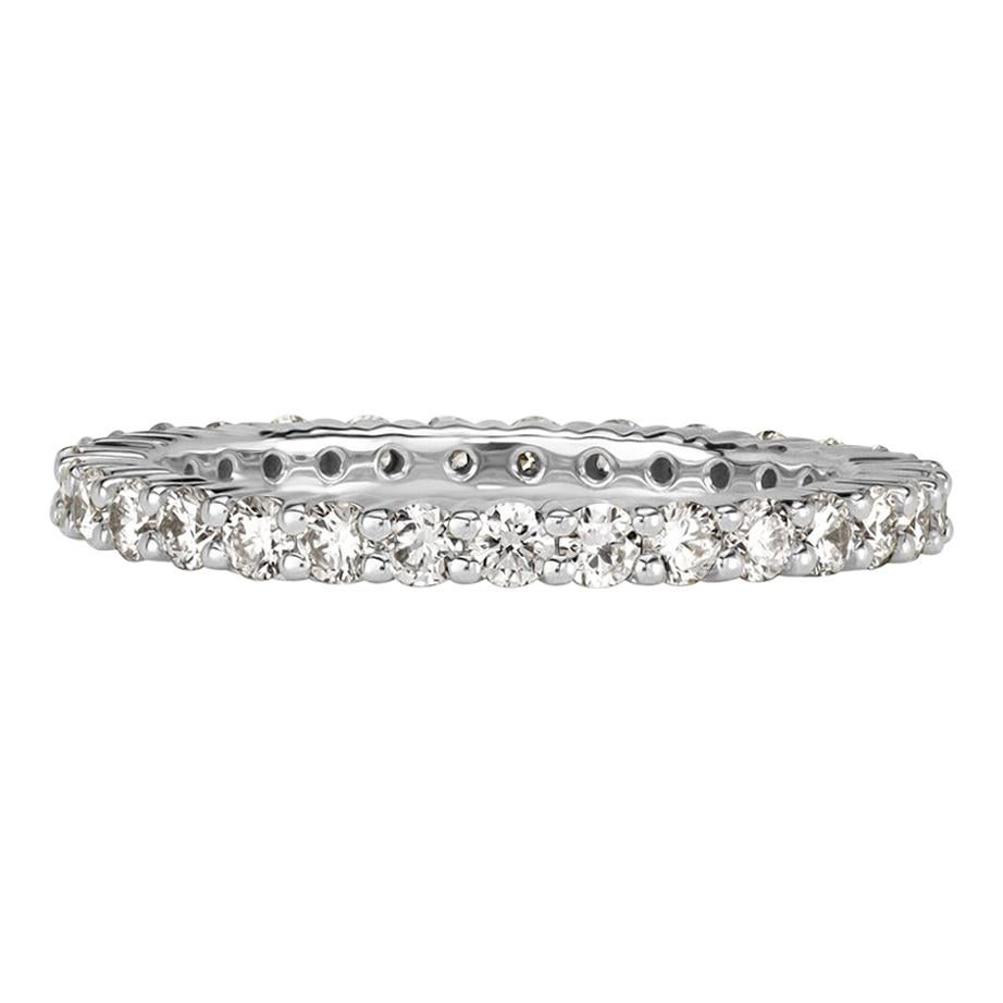 Mark Broumand 1.00 Carat Round Brilliant Cut Diamond Eternity Band in Platinum For Sale