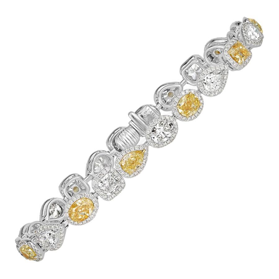 Mark Broumand 10.00 Carat Fancy Yellow and White Diamond Bracelet For Sale