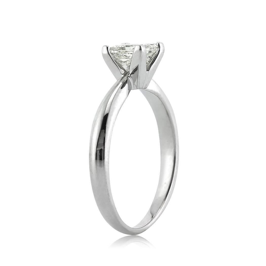 Modern Mark Broumand 1.00 Carat Princess Cut Diamond Solitaire Engagement Ring For Sale