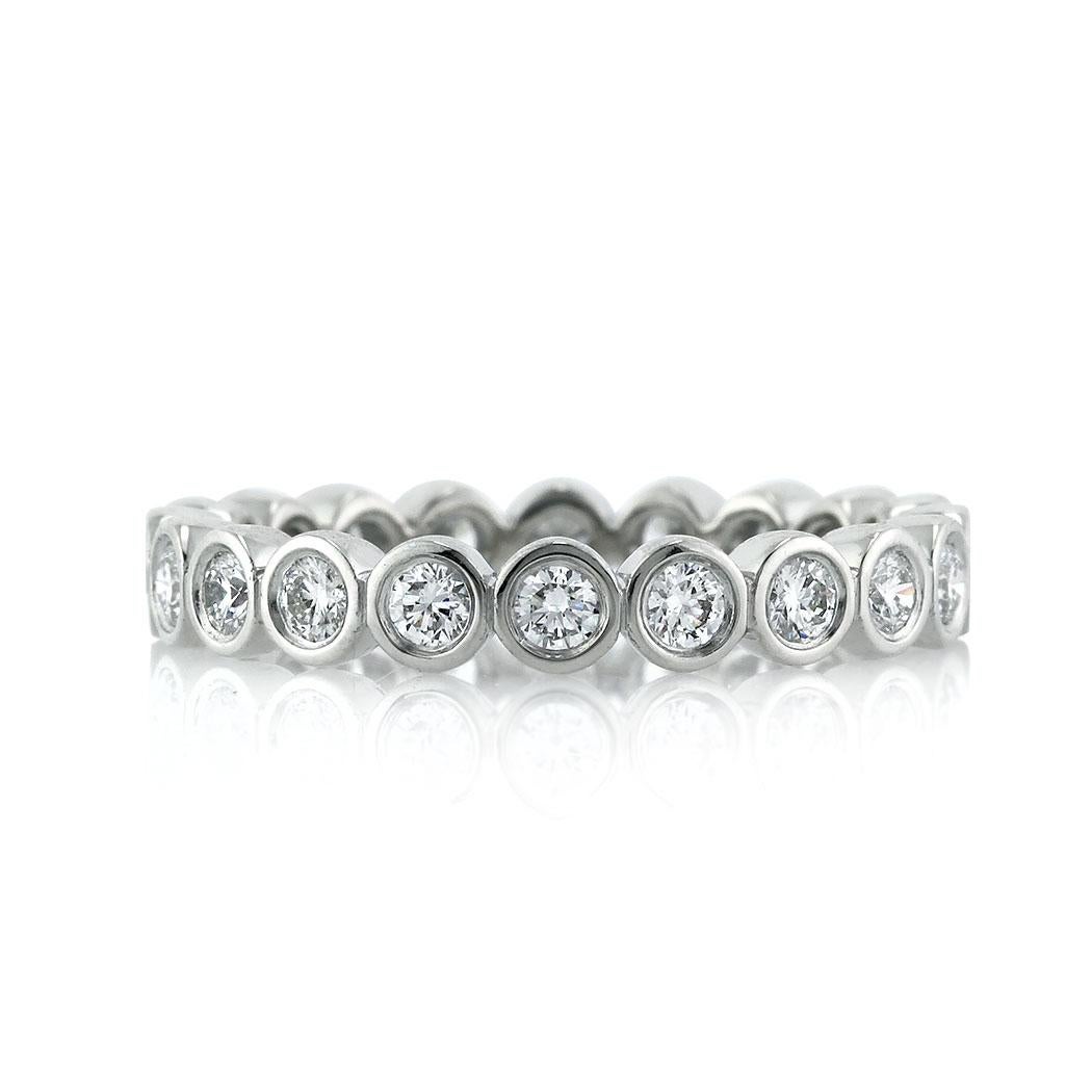 Round Cut Mark Broumand 1.00ct Round Brilliant Cut Diamond Bezel Eternity Band in Platinum For Sale