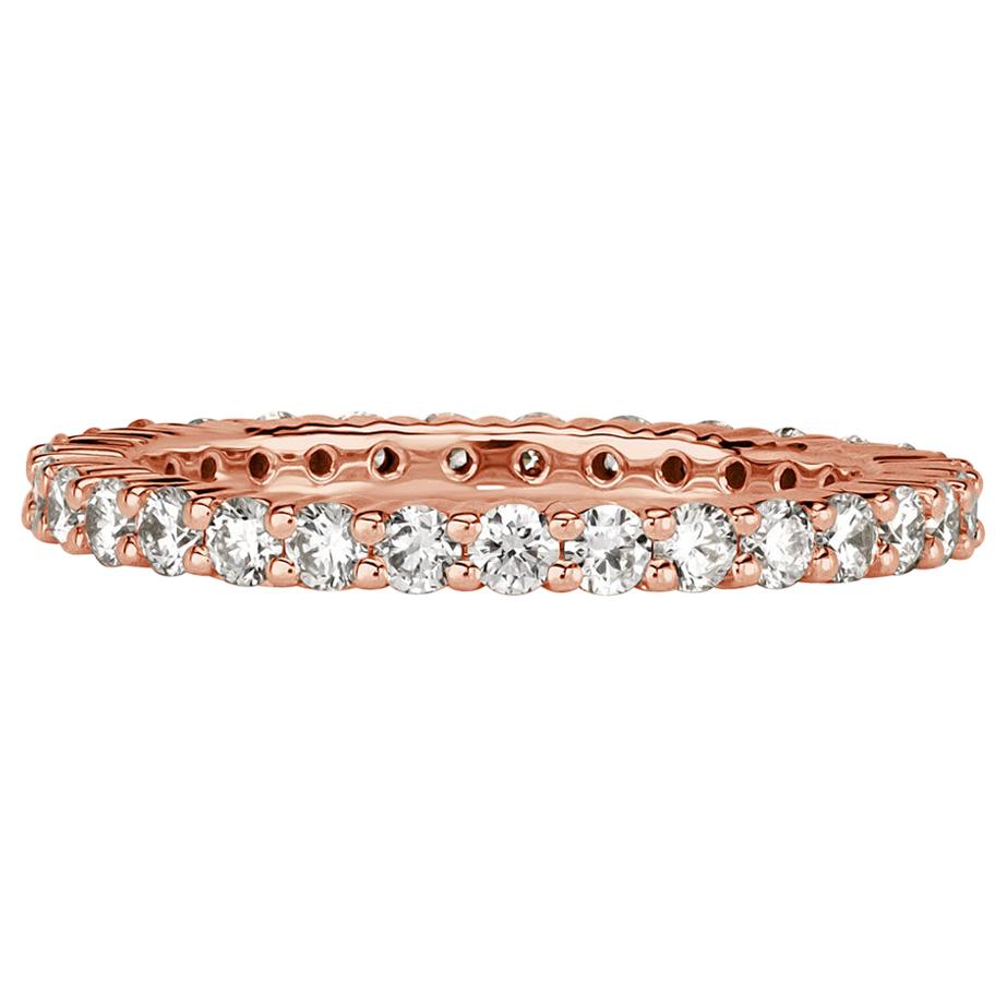 Mark Broumand 1.00ct Round Brilliant Cut Diamond Eternity Band in 18 Karat Gold For Sale
