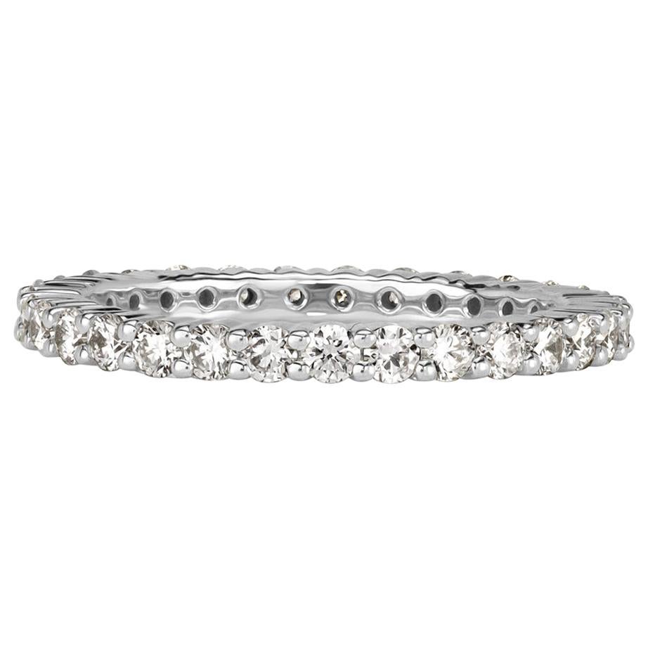 Mark Broumand 1.00ct Round Brilliant Cut Diamond Eternity Band in 18k White Gold For Sale
