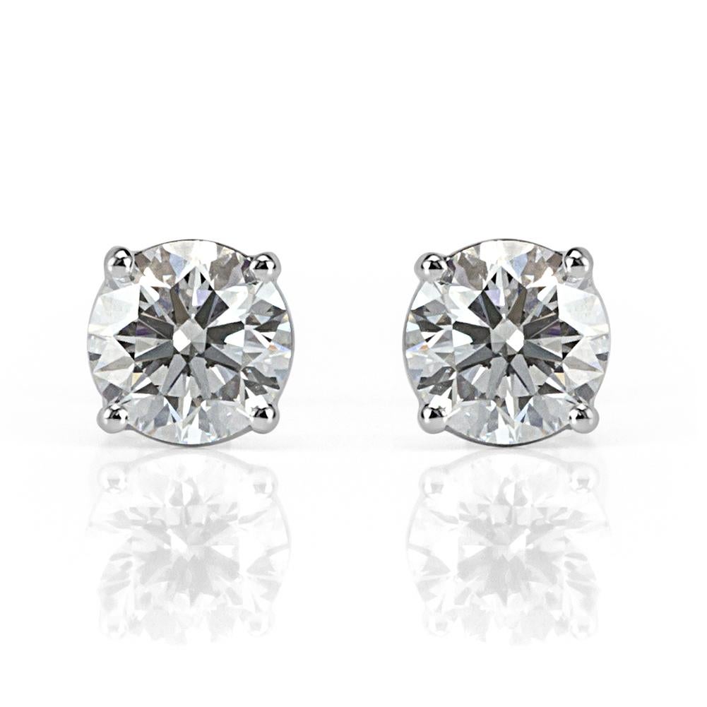 Mark Broumand 1.01 Carat Round Brilliant Cut Diamond Stud Earrings In New Condition For Sale In Los Angeles, CA