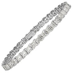 Mark Broumand 10.41 Carat Princess Cut Diamond Tennis Bracelet in 18 Karat Gold