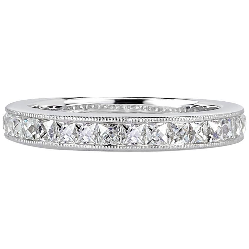Mark Broumand 1.05 Carat French Cut Diamond Wedding Band in 18 Karat White Gold For Sale