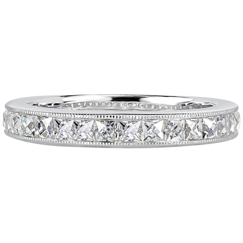 Mark Broumand 1.05 Carat French Cut Diamond Wedding Band in 18 Karat White Gold