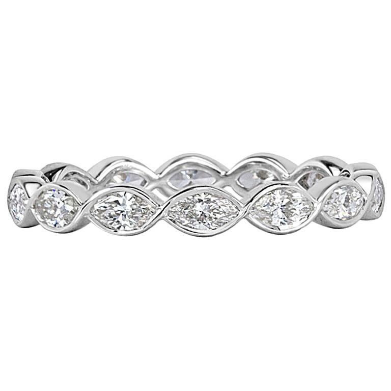 Mark Broumand 1.05 Carat Marquise Cut Diamond Eternity Band in 18 Karat Gold For Sale