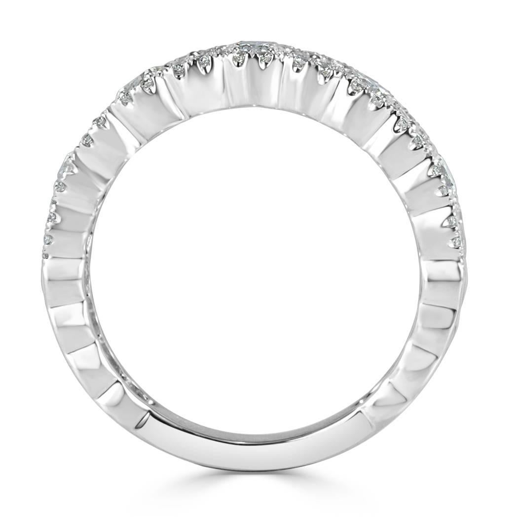 Modern Mark Broumand 1.05 Carat Round Brilliant Cut Diamond Ring in 14 Karat White Gold For Sale