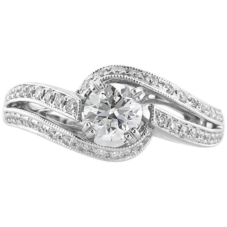 Mark Broumand Anillo de compromiso de diamante redondo talla brillante de 1,07 quilates