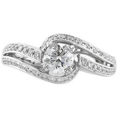 Mark Broumand Anillo de compromiso de diamante redondo talla brillante de 1,07 quilates
